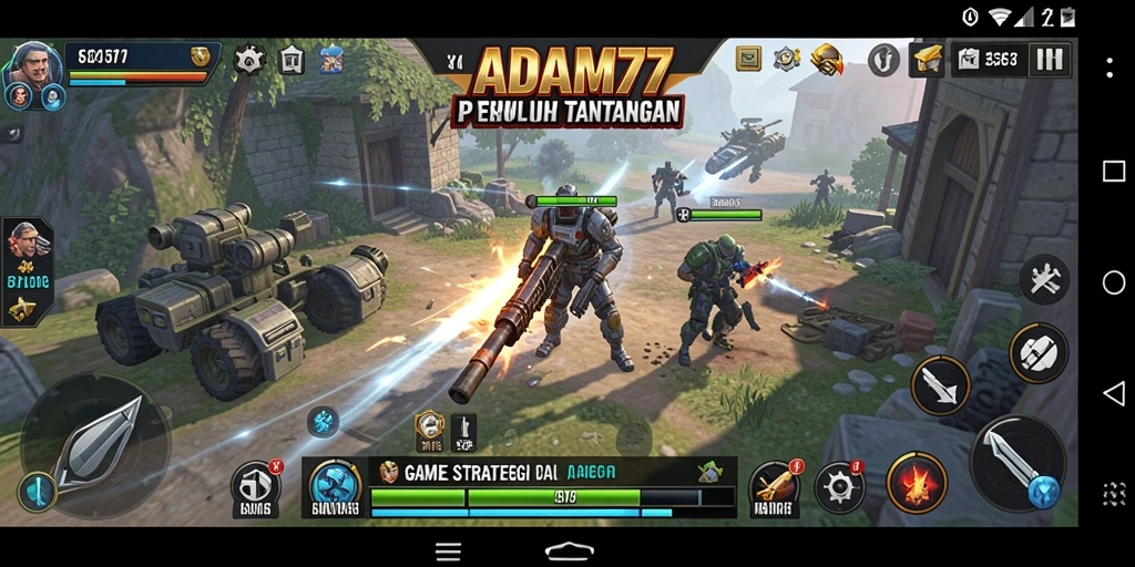 Tampilan gameplay <strong>ADAM77</strong> yang menampilkan strategi pertempuran epik.