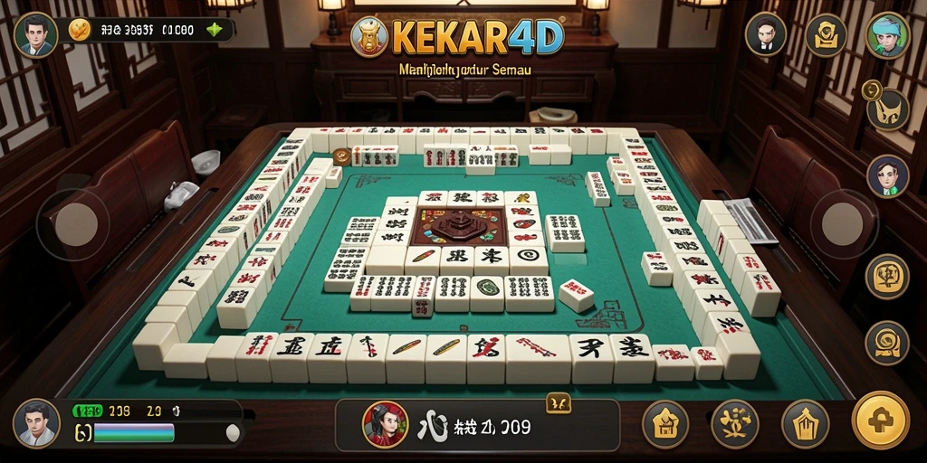 Tampilan permainan KEKAR4D dengan ubin Mahjong yang menarik.
