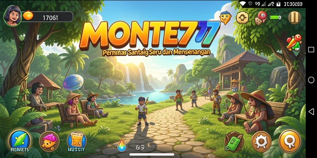 Tampilan gameplay seru dari MONTE77 yang penuh warna.