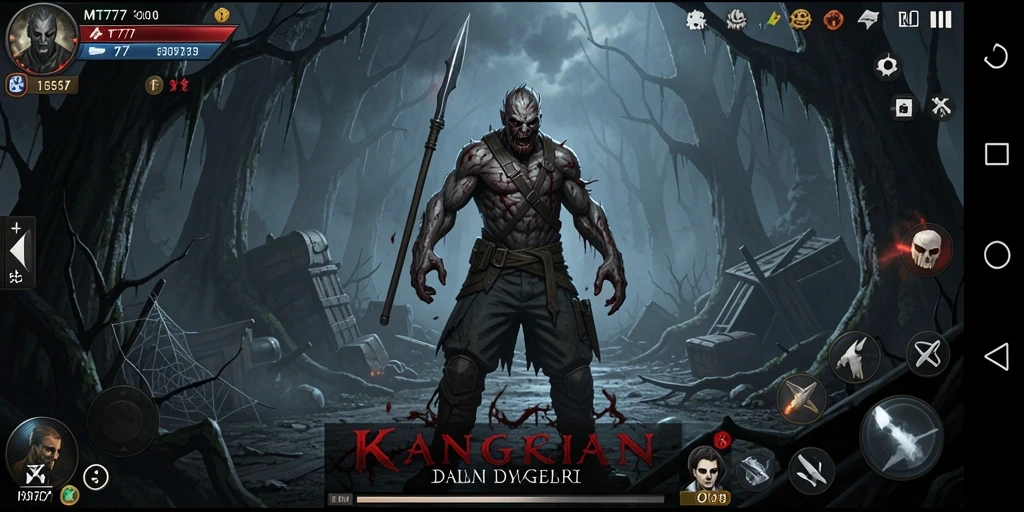 Screenshot gameplay MT777 yang menampilkan suasana horor yang mencekam.