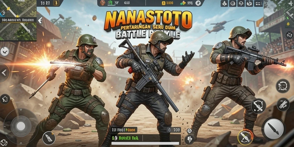 Tampilan gameplay NANASTOTO menunjukkan pertarungan seru Battle Royale.