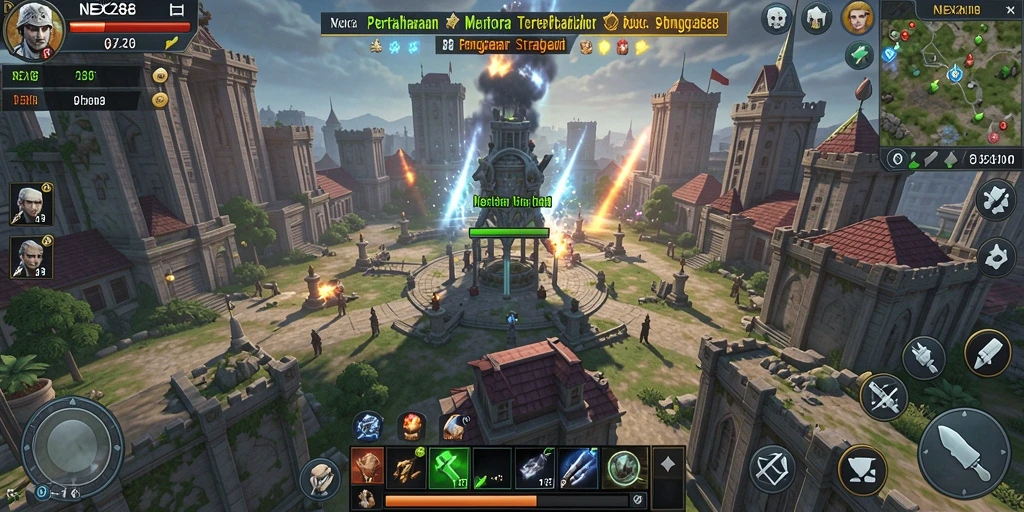 Tampilan layar permainan NEX288 yang mendebarkan dalam mode Tower Defense.