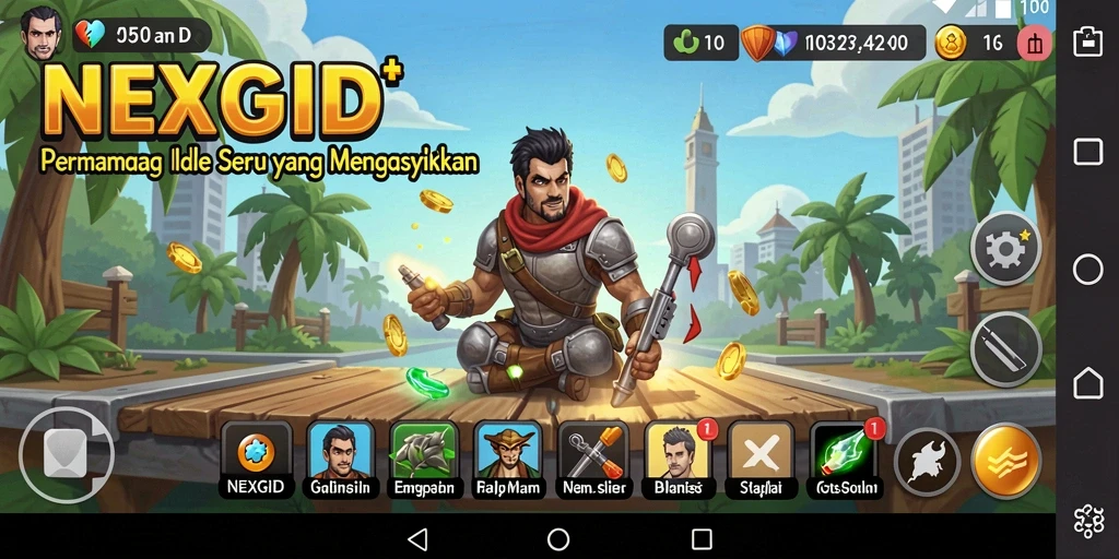 Tampilan gameplay NEXGID dengan fitur Idle yang menarik.