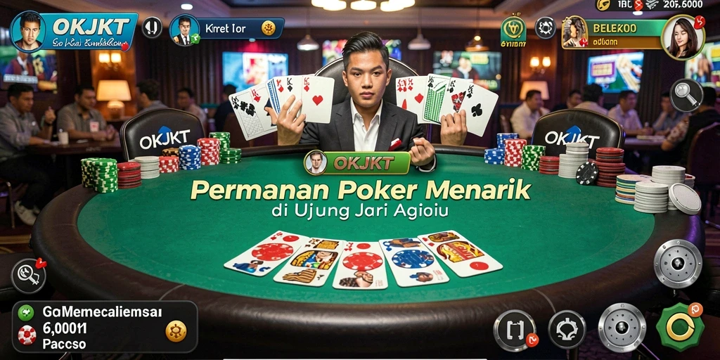 Tampilan gameplay poker yang menarik dan interaktif di OKJKT.
