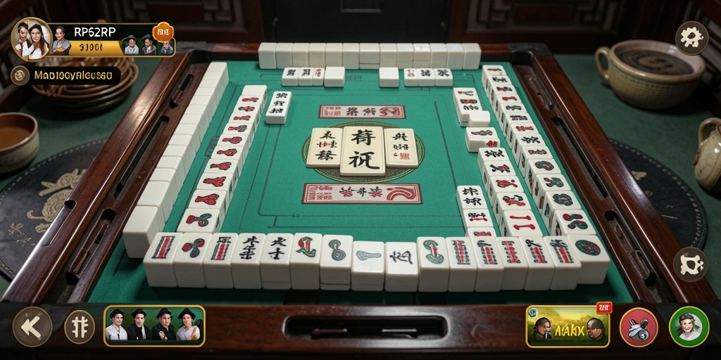 Screenshot gameplay seru dari RP62RP menampilkan aksi Mahjong yang mendebarkan.