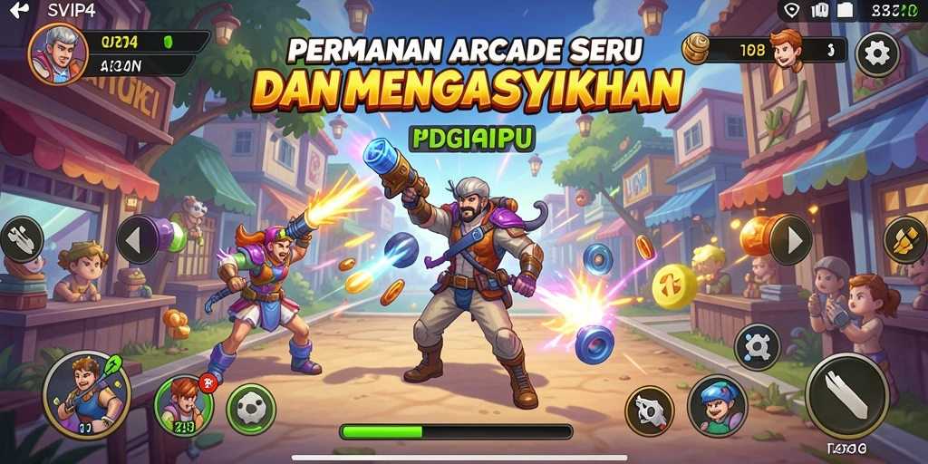 Tampilan gameplay SVIP4 yang penuh aksi dan warna-warni.