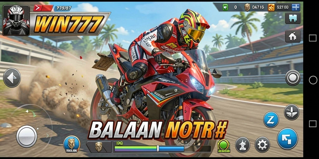 Gameplay balap motor yang seru dan mendebarkan.